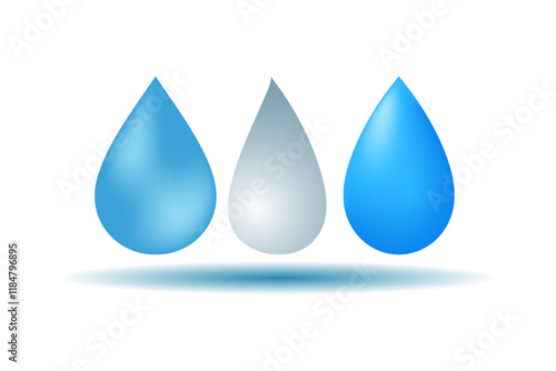 3D water drop on white isolated with clipping path