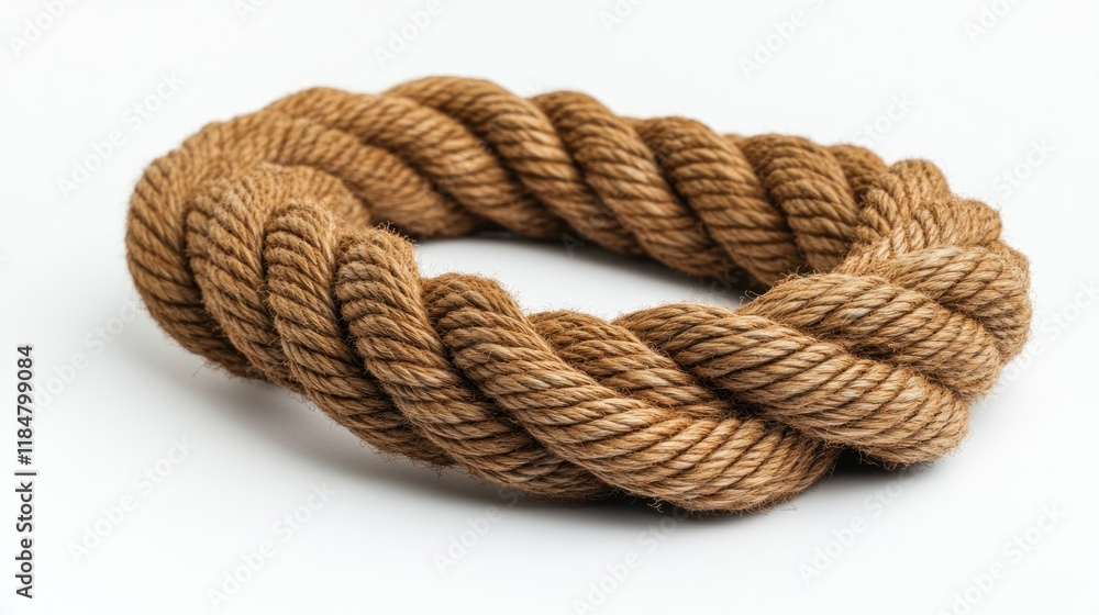 Coiled rope, studio shot, nautical theme, background white, packaging Coiled rope, studio shot, nautical theme, background white, packaging