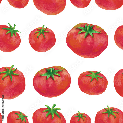 Watercolour style tomato vegetable seamless pattern
