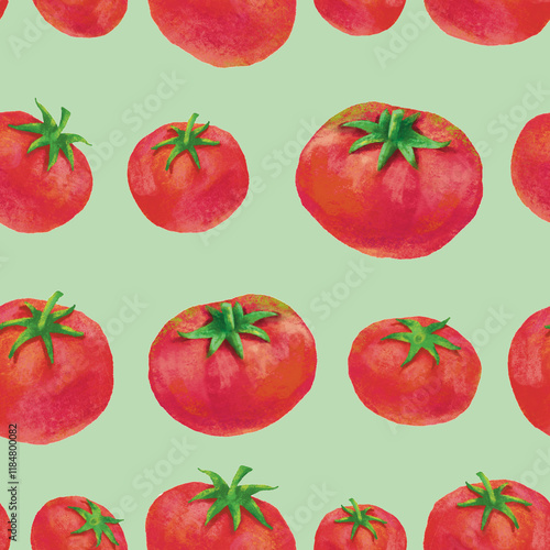 Watercolour style tomato vegetable seamless pattern