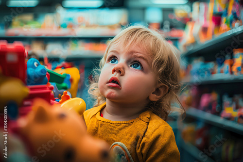 defiant child refusing to leave toy section photo