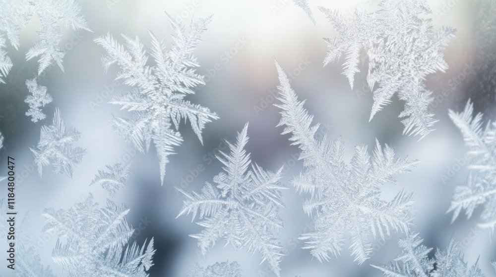 Obraz premium Stunning Ice Patterns on Frosted Glass - A Winter's Daytime Beauty