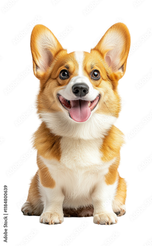 Happy corgi with tongue out indoor setting pet high fidelity joyful expression cute dog portrait isolated on transparent background png Happy corgi with tongue out indoor setting pet high fidelity joyful expression cute dog portrait isolated on transparent background png