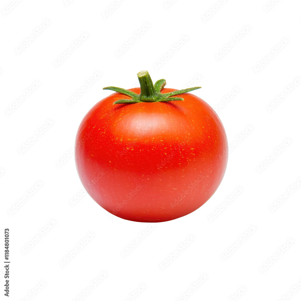A vibrant red tomato with green stem isolated on transparency background, showcasing its fresh and ripe appearance. Perfect for culinary uses and healthy eating concepts A vibrant red tomato with green stem isolated on transparency background, showcasing its fresh and ripe appearance. Perfect for culinary uses and healthy eating concepts