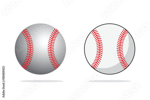 Realistic Leather Baseball and Softball Vector Illustration Set – 3D and Flat Design