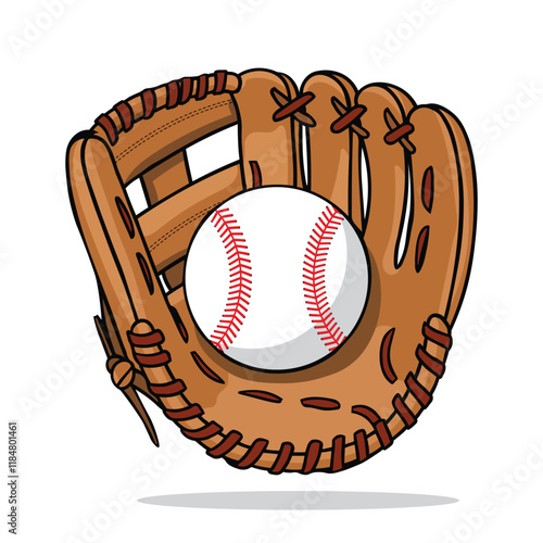Baseball Glove Holding a Ball – Softball Vector illustration for Sports Design, Branding, and Baseball-themed Projects