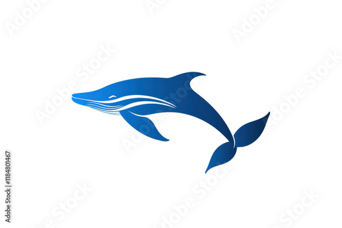 A sleek blue dolphin logo design, symbolizing agility and intelligence, isolated on transparency background. minimalist style enhances its modern and dynamic appearance photo