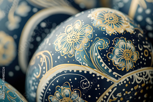 Artistic Easter eggs with plant-inspired patterns photo