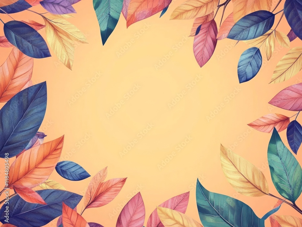 Fototapeta premium Colorful Autumn Leaves Frame Background Design