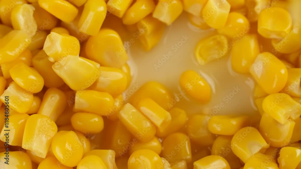 Taking canned yellow corn with spoon, close up Taking canned yellow corn with spoon, close up