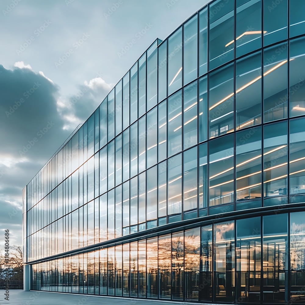 modern office building exterior with sunset glass facade modern office building exterior with sunset glass facade