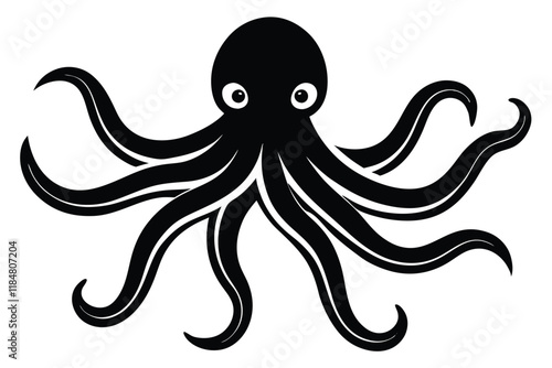 Octopus Silhouette - High-Quality Vector Illustration for Marine Themes photo