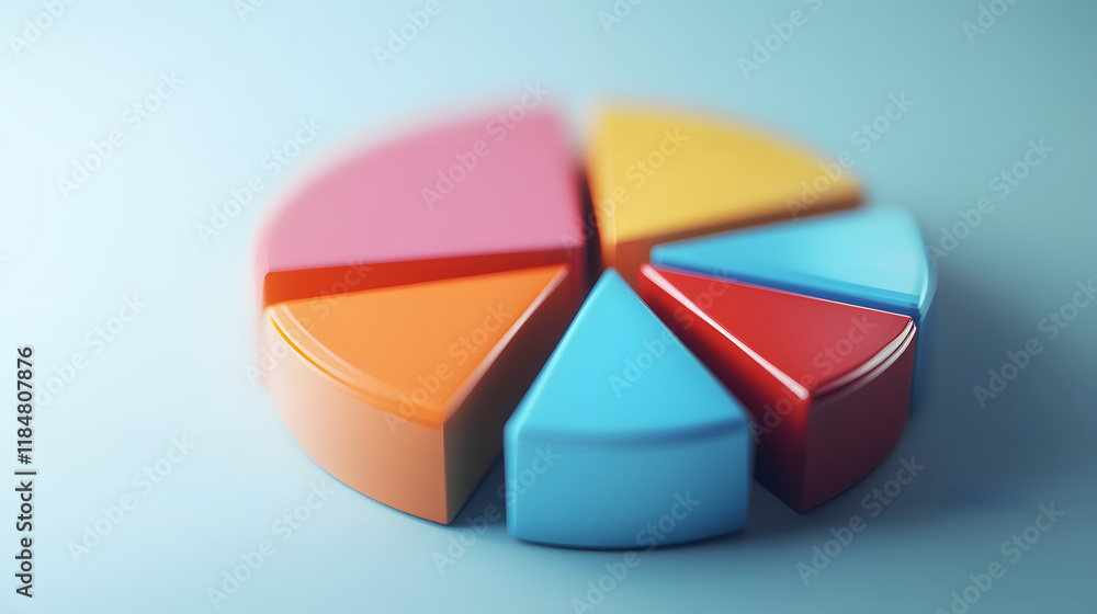 Obraz premium A dynamic pie chart with floating segments each representing a financial category.