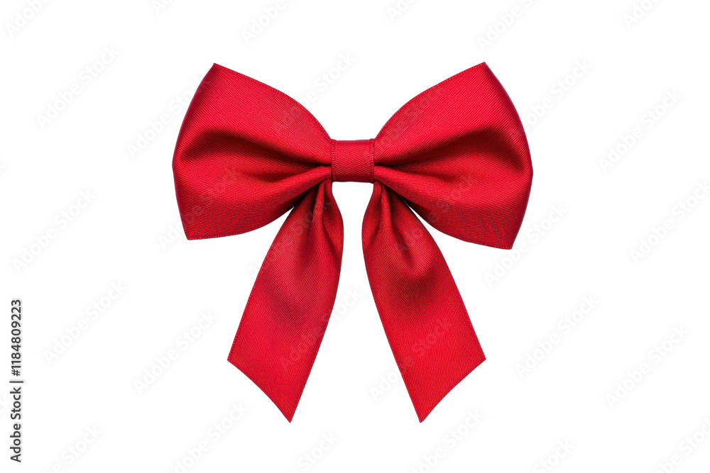 A vibrant red bow with classic design, perfect for gift wrapping or festive decorations, isolated on transparency background A vibrant red bow with classic design, perfect for gift wrapping or festive decorations, isolated on transparency background