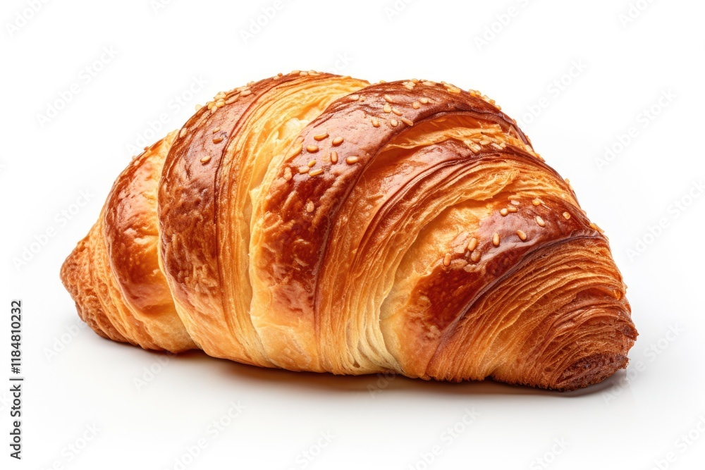 Delicious Close-up of Freshly Baked Croissant on White Background - Perfect for Breakfast and Bakery Concepts Delicious Close-up of Freshly Baked Croissant on White Background - Perfect for Breakfast and Bakery Concepts