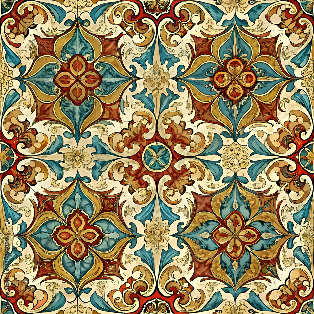 Ornate decorative tile pattern design. Ornate decorative tile pattern design.