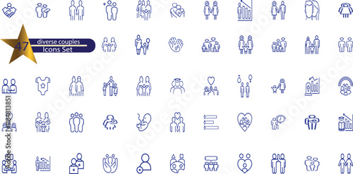People icon set. Containing family, human group, team community. Friends, population and senior