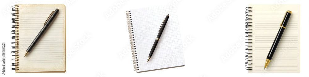 Writing pad with pen isolated on transparent background, Set of Writing pad with pen isolated on transparent background, Set of
