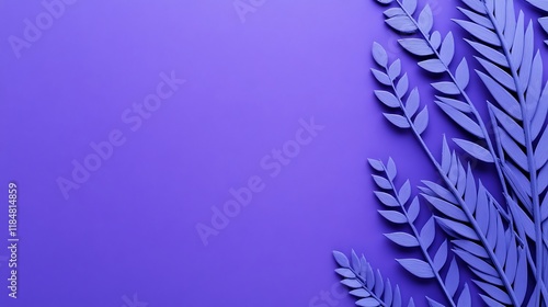 Purple leaves on a solid purple background