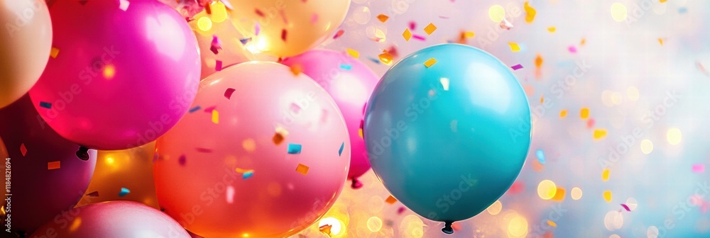 Colorful balloons and festive confetti create a joyful atmosphere for celebrations and parties in lively settings. Generative AI Colorful balloons and festive confetti create a joyful atmosphere for celebrations and parties in lively settings. Generative AI