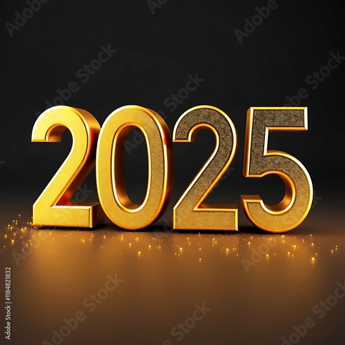 High-Quality 3D Gold Realistic Text Rendering for Stunning New Year 2025 Celebration Visuals
 photo