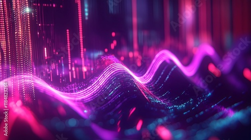 Abstract background with neon equalizer bars and soun