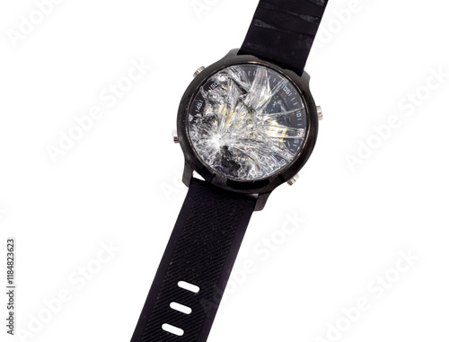 Obraz na płótnie Smart watch with broken display on transparent background isolated w salonie