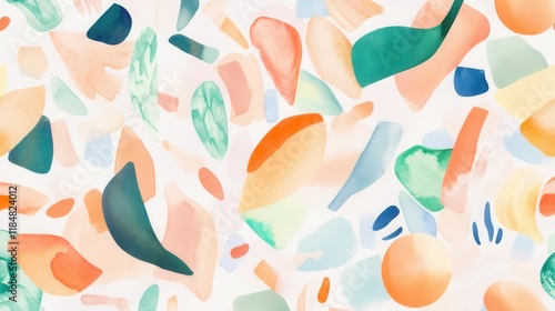 Abstract Watercolor Mosaic Pattern - Soft Colors