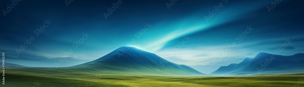 A serene landscape featuring a majestic mountain under a vibrant, colorful sky, creating a tranquil and picturesque natural scene. A serene landscape featuring a majestic mountain under a vibrant, colorful sky, creating a tranquil and picturesque natural scene.