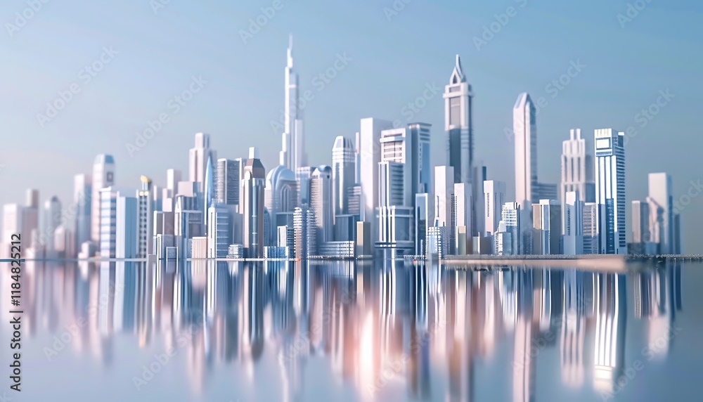 Cityscape with skyscrapers on the background of the lake. Cityscape with skyscrapers on the background of the lake.