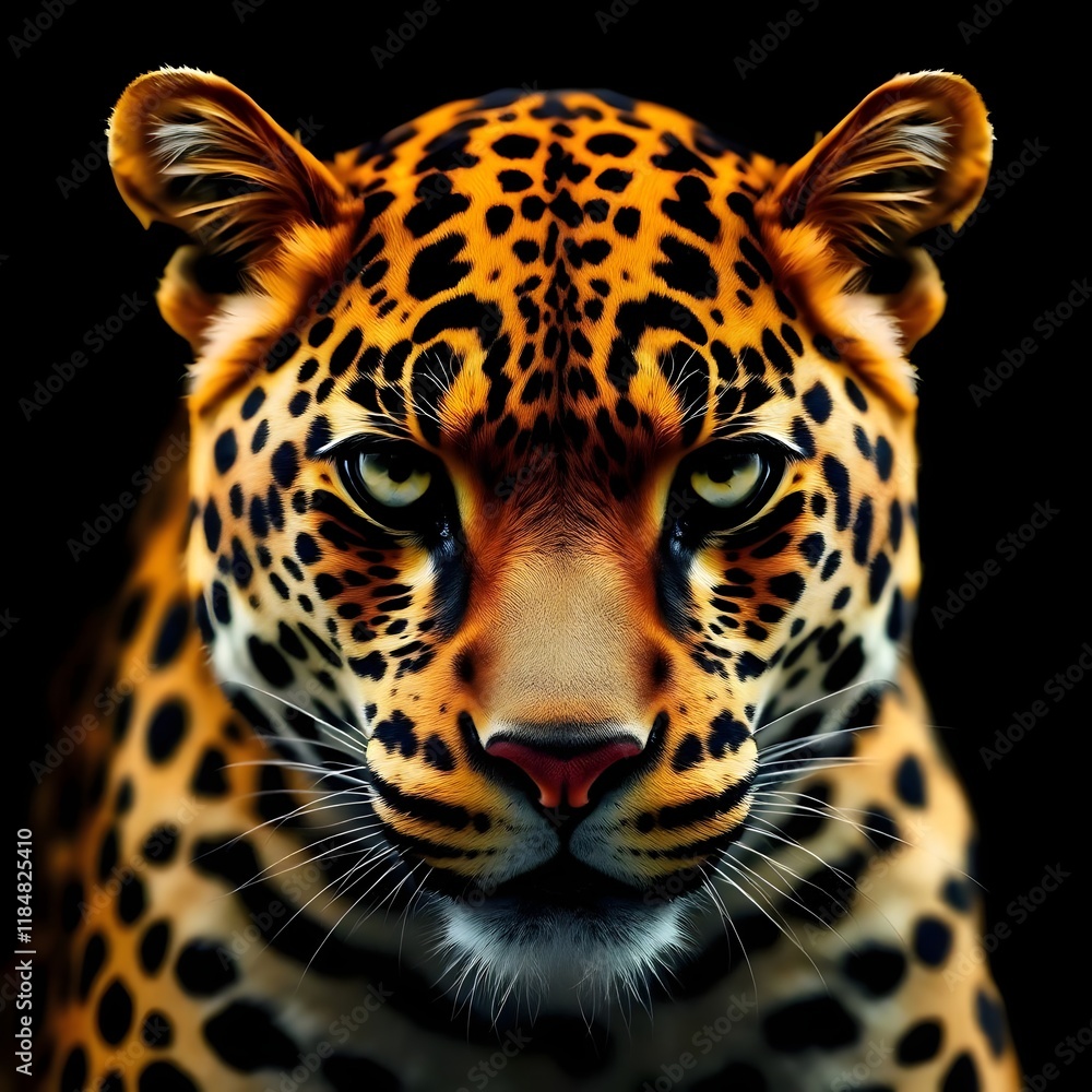 Obraz premium Leopard Close-Up Portrait on Black