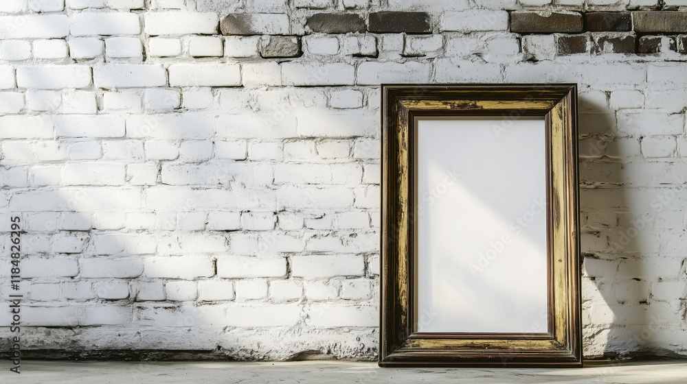 A Picture of a Picture Frame Sitting in Front of a Brick Wall - Generative AI