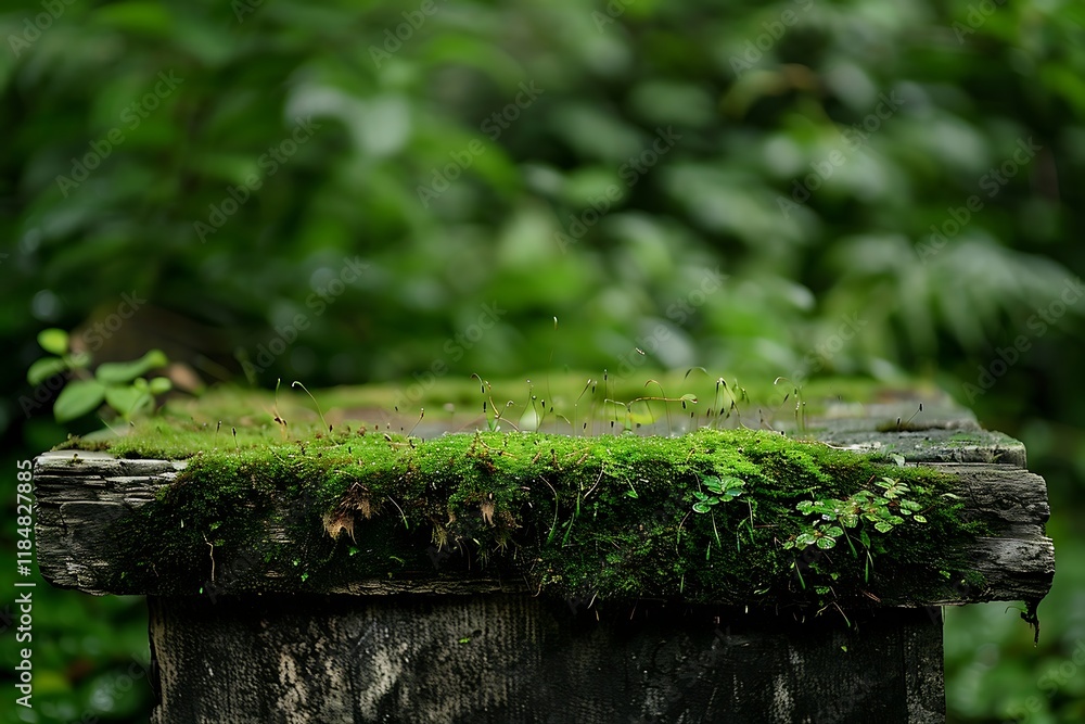 Green moss on stone in the forest. Selective focus. Shallow depth of field. Green moss on stone in the forest. Selective focus. Shallow depth of field.