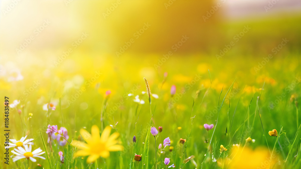 Fototapeta premium spring meadow with flowers