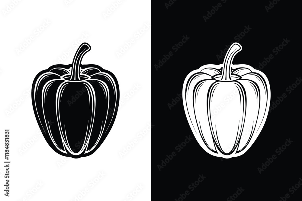 Bell pepper icon vector on White Background ,Vector Art Illustration on white background. Bell pepper icon vector on White Background ,Vector Art Illustration on white background.