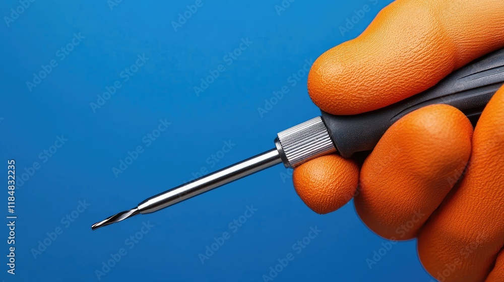 Precision drilling action with screwdriver in hand workshop environment close-up view diy concepts