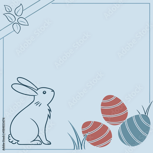 Easter frame with bunny and decorated eggs photo