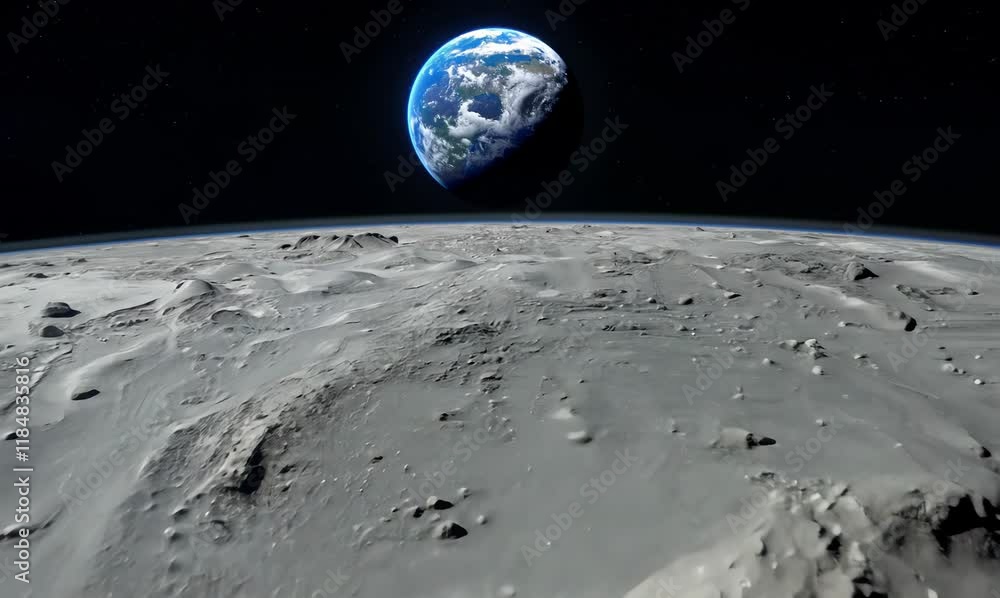 close up on the moon with earth background
