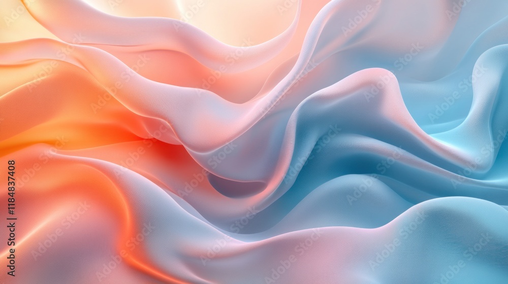 Fototapeta premium Abstract flowing fabric with soft pastel colors.
