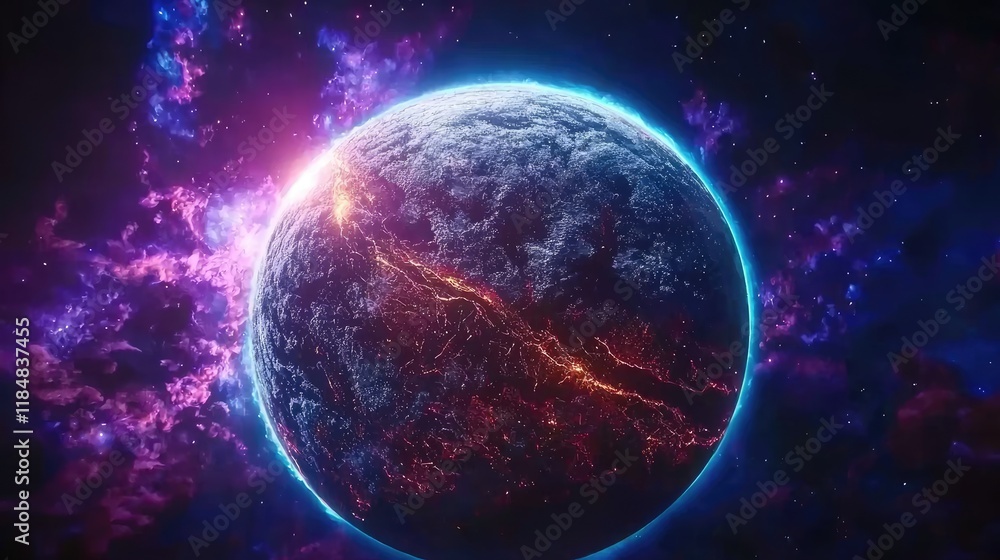 Exploring cosmic wonders a distant planet's mysteries in space digital art environment vibrant cosmic view Exploring cosmic wonders a distant planet's mysteries in space digital art environment vibrant cosmic view
