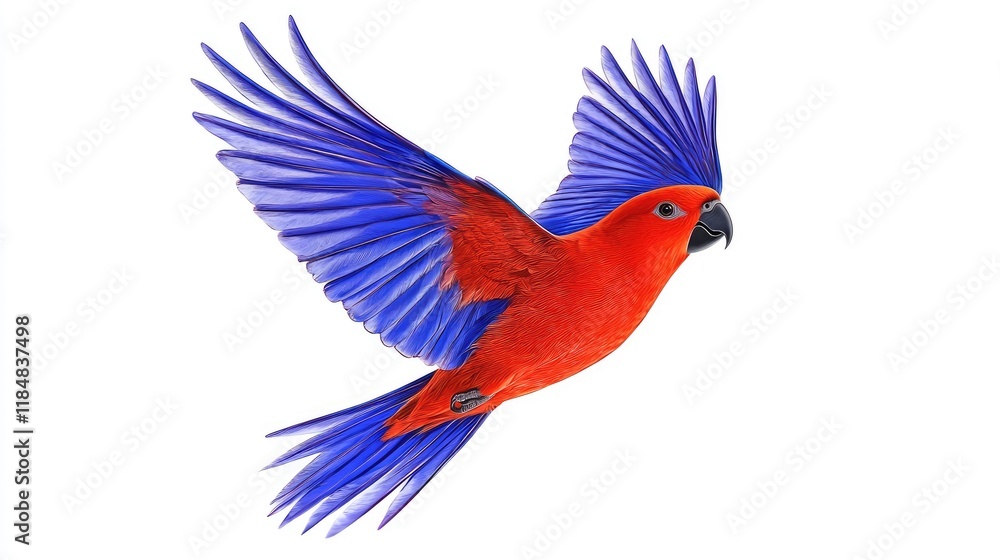 Fototapeta premium Colorful scarlet macaw in flight tropical rainforest wildlife photography vibrant environment aerial view nature's beauty
