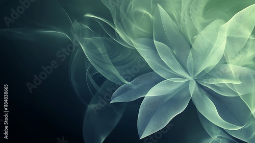 Abstract Green Floral Design with Swirling Lines