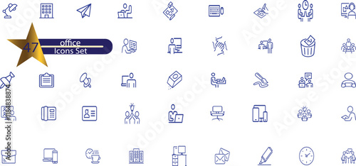 Office and coworking line icons collection. Big UI icon set in a flat design.