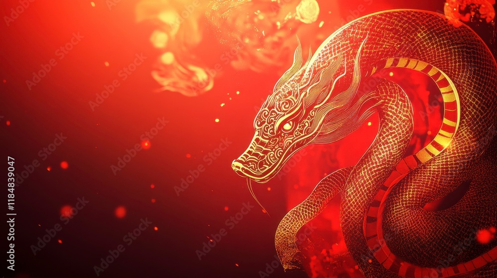 Obraz premium Intricate Zodiac Illustration in Red and Gold