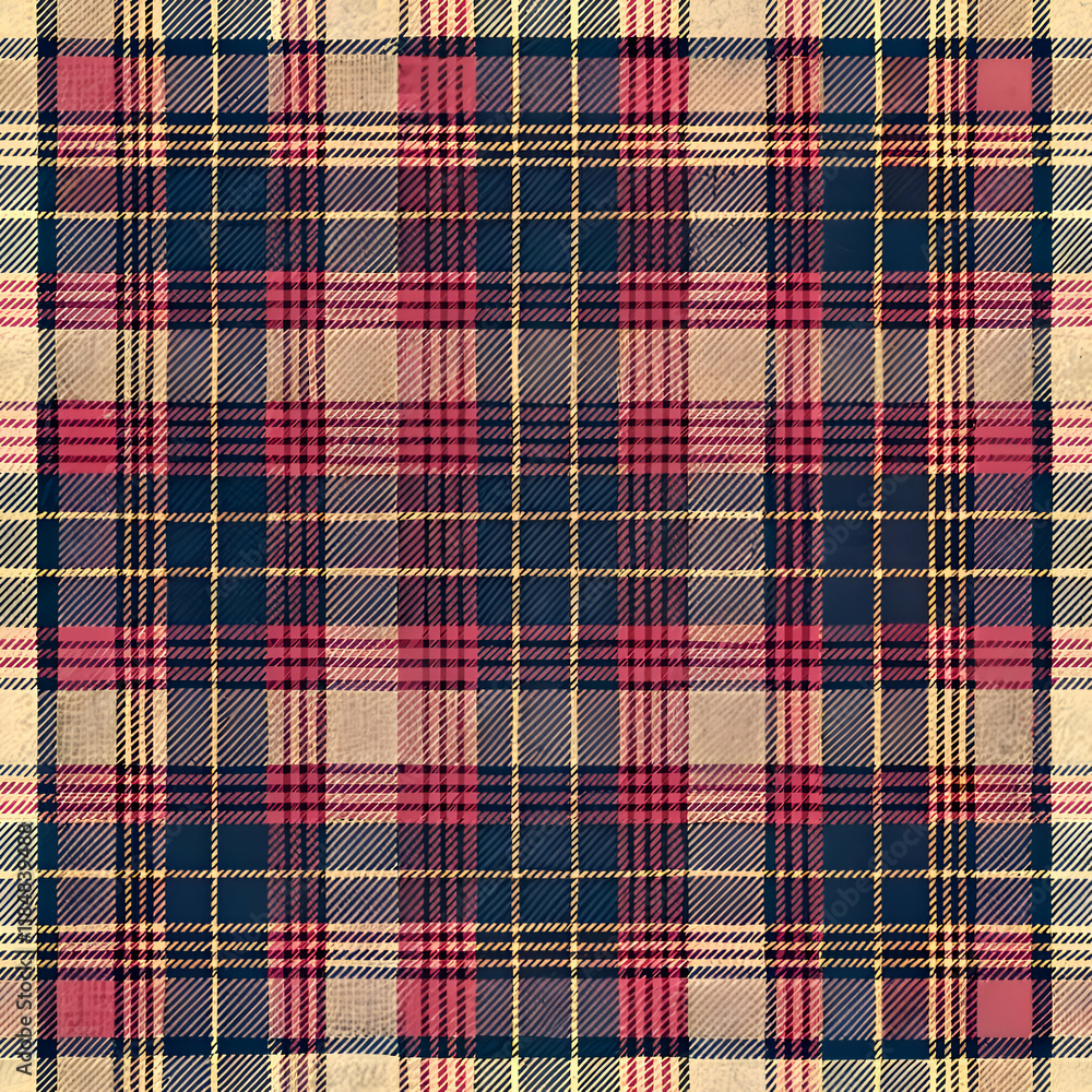 Obraz premium Classic plaid pattern in red. beige. and navy.