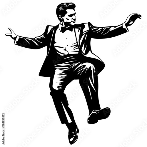 business man dancing moves silhouette illustration 