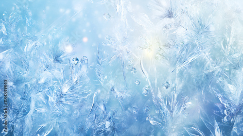 Wallpaper Mural Close-up of icy frost patterns and textures in a blue winter ambiance Torontodigital.ca