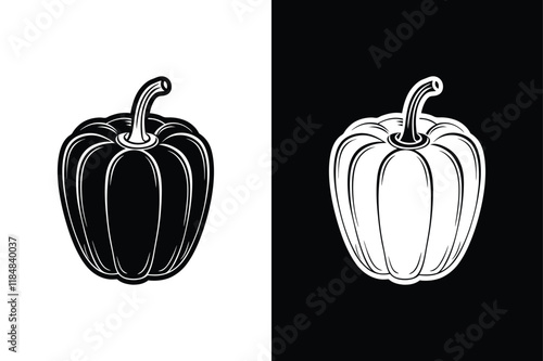 Bell pepper icon vector on White Background ,Vector Art Illustration on white background.