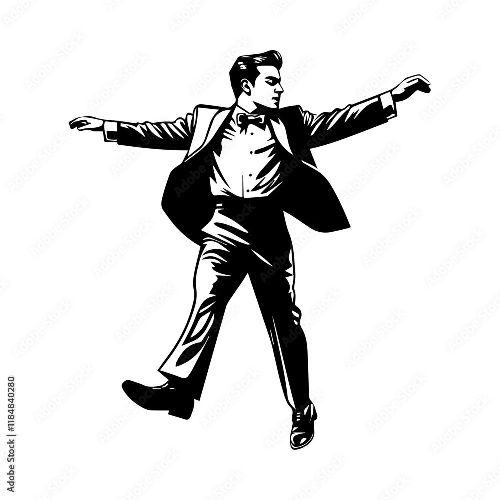 business man dancing moves silhouette illustration business man dancing moves silhouette illustration