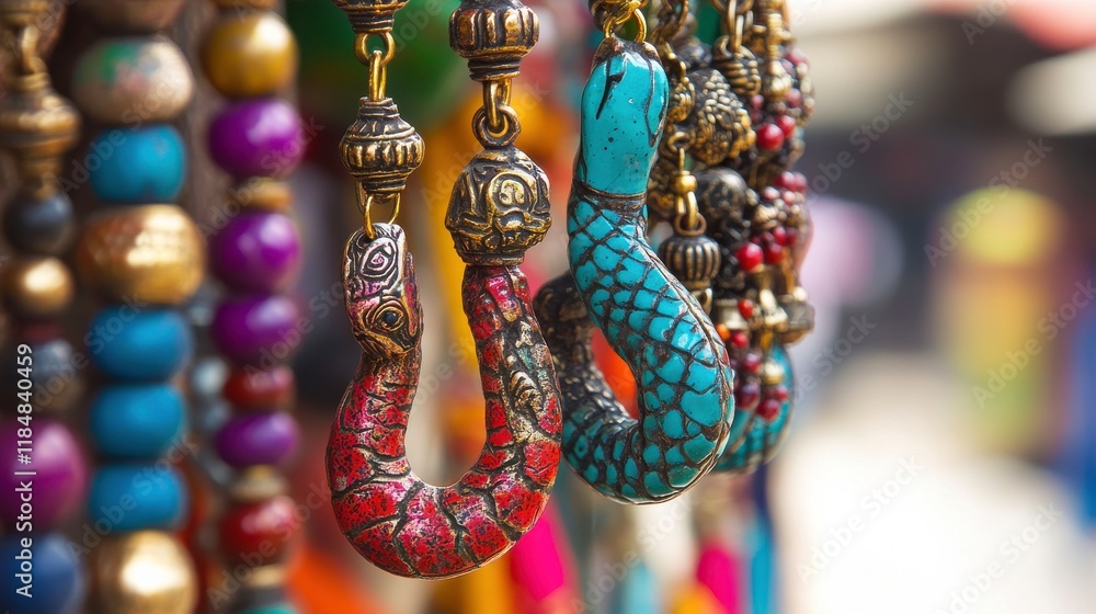 Naklejka premium Colorful Jewelry Stall with Unique Designs